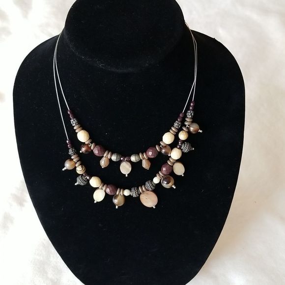 Chico's Jewelry - Chico's wire necklace neutral color beads